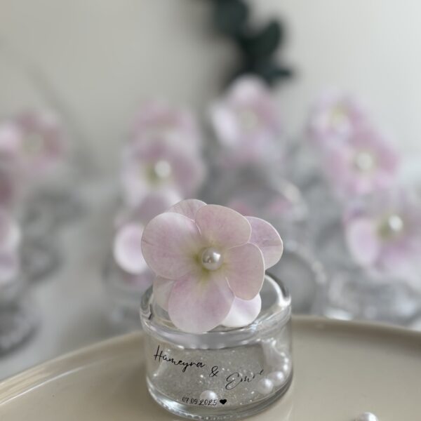 Ortanca Süslemeli 50cc Silindir Cam Şişe